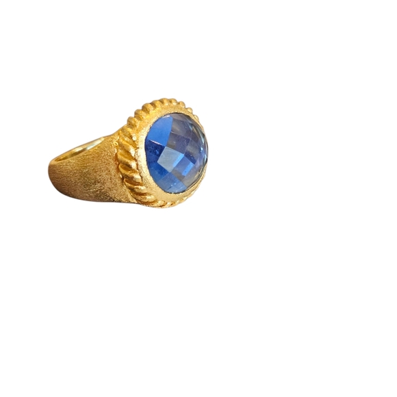 NWT - 18k Clad Gold and Faceted Blue Iolite Stone Ring - Size 8 - Picture 5 of 10